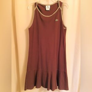 Lacoste Sport womens sleeveless dress sz XS brown 100% cotton dress / athletic